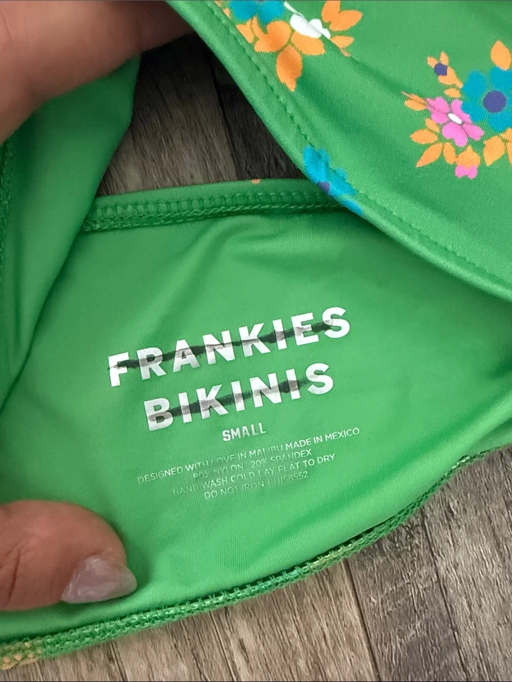 Frankie’s Bikinis NWT Green Floral Bandeau Jeanette Top